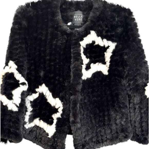 Belle Vera black soft puffy  jacket with white stars - Picture 1 of 3
